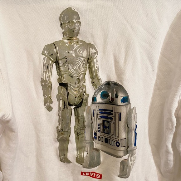 STAR WARS LEVI’S R2-D2 C-3PO WHITE HOODIE SWEATER - Picture 5 of 12